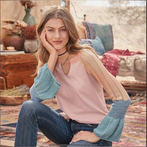 Sundance Tops - SUNDANCE sweater sleeve knit top, S.